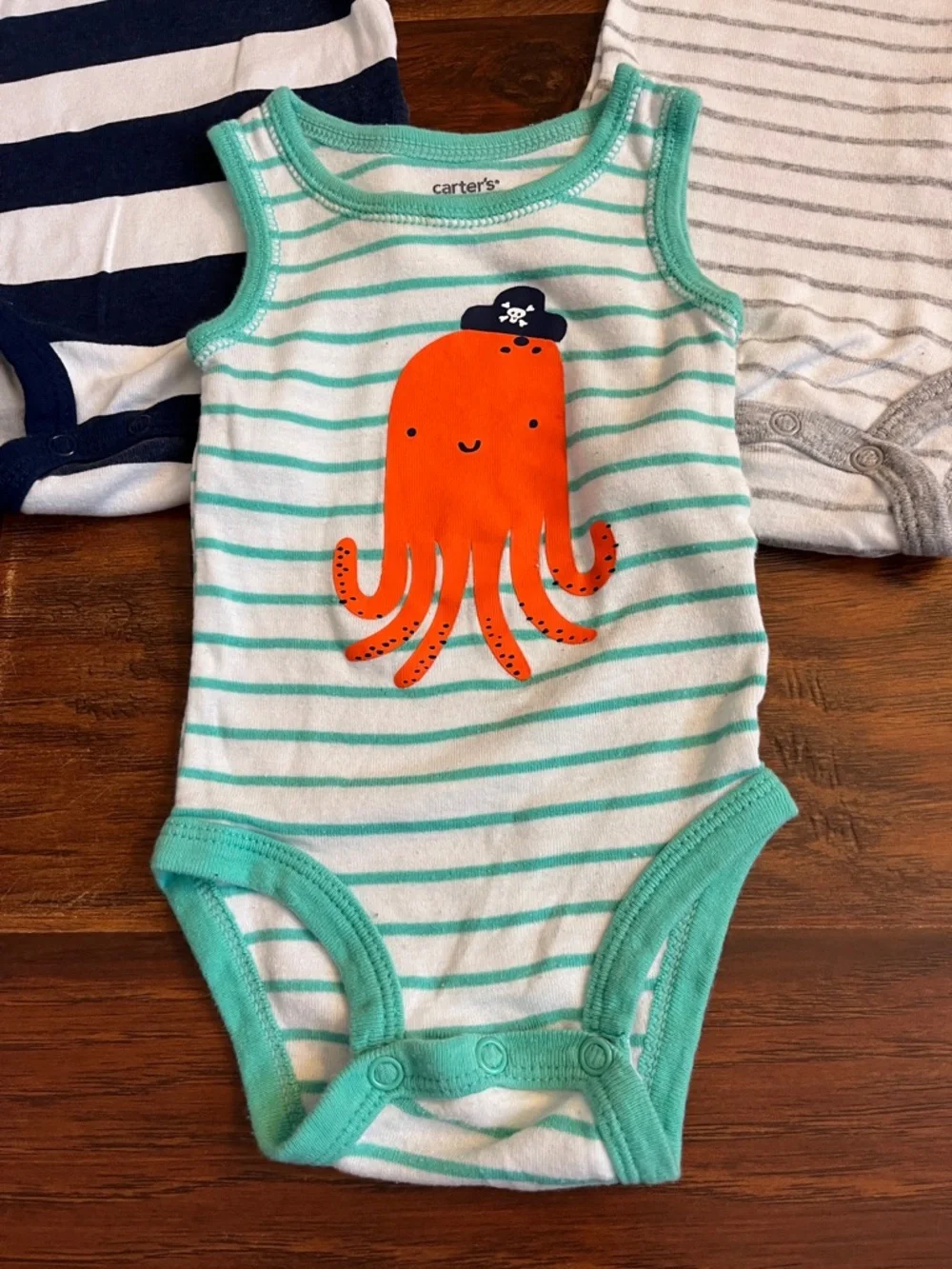 ⭐️⭐️ PICK 5 / $20 Carter's Striped Turquoise & Orange Octopus Tank One-Piece 3M